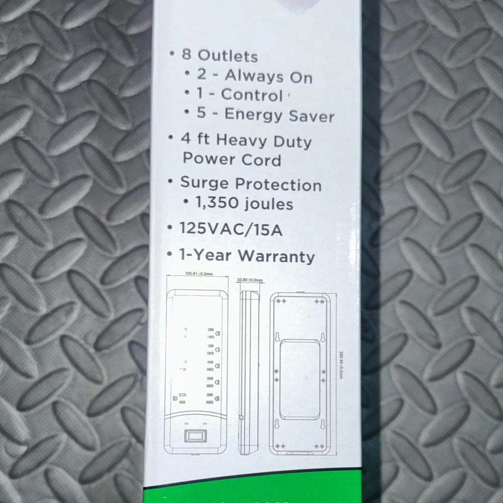 White Energy Efficient Power Strip